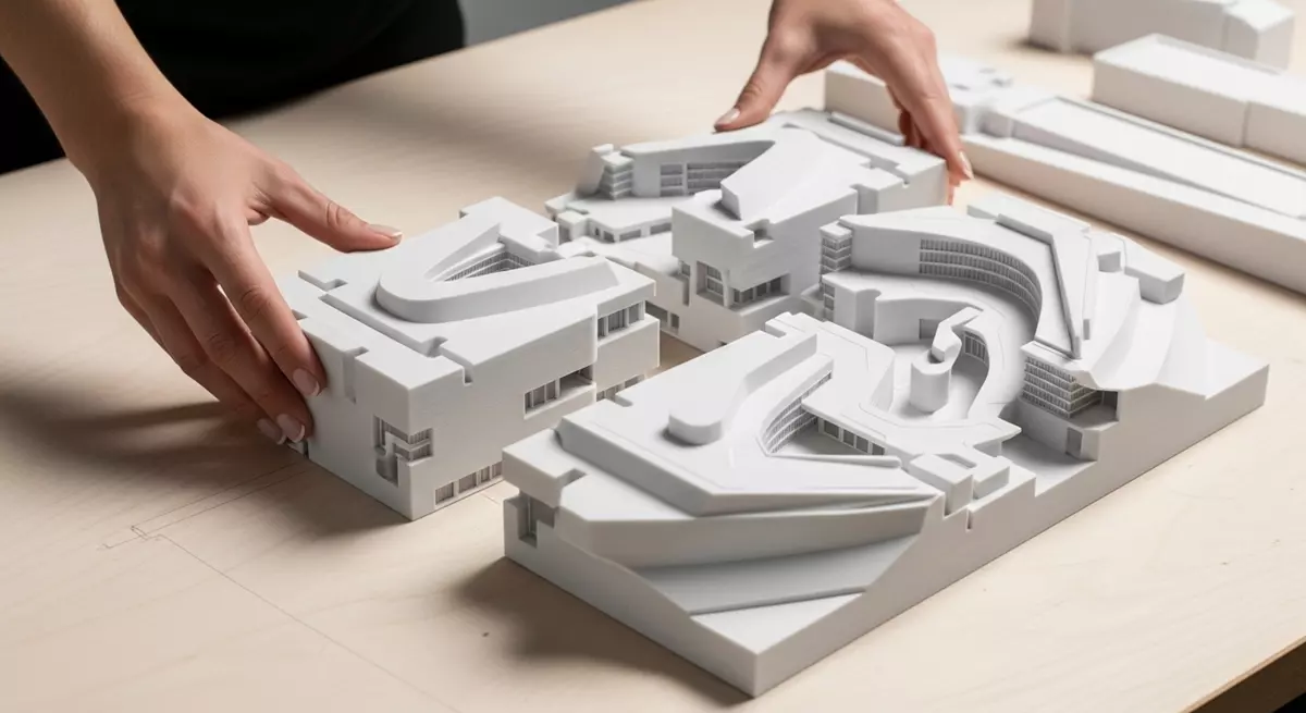 Łączenie dużego modelu architektonicznego z kilku mniejszych wydruków 3D