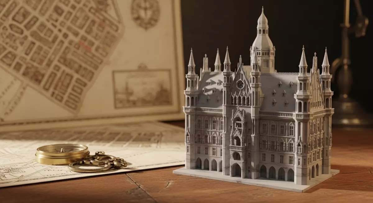 Wydrukowana w 3D precyzyjna miniatura historycznego ratusza